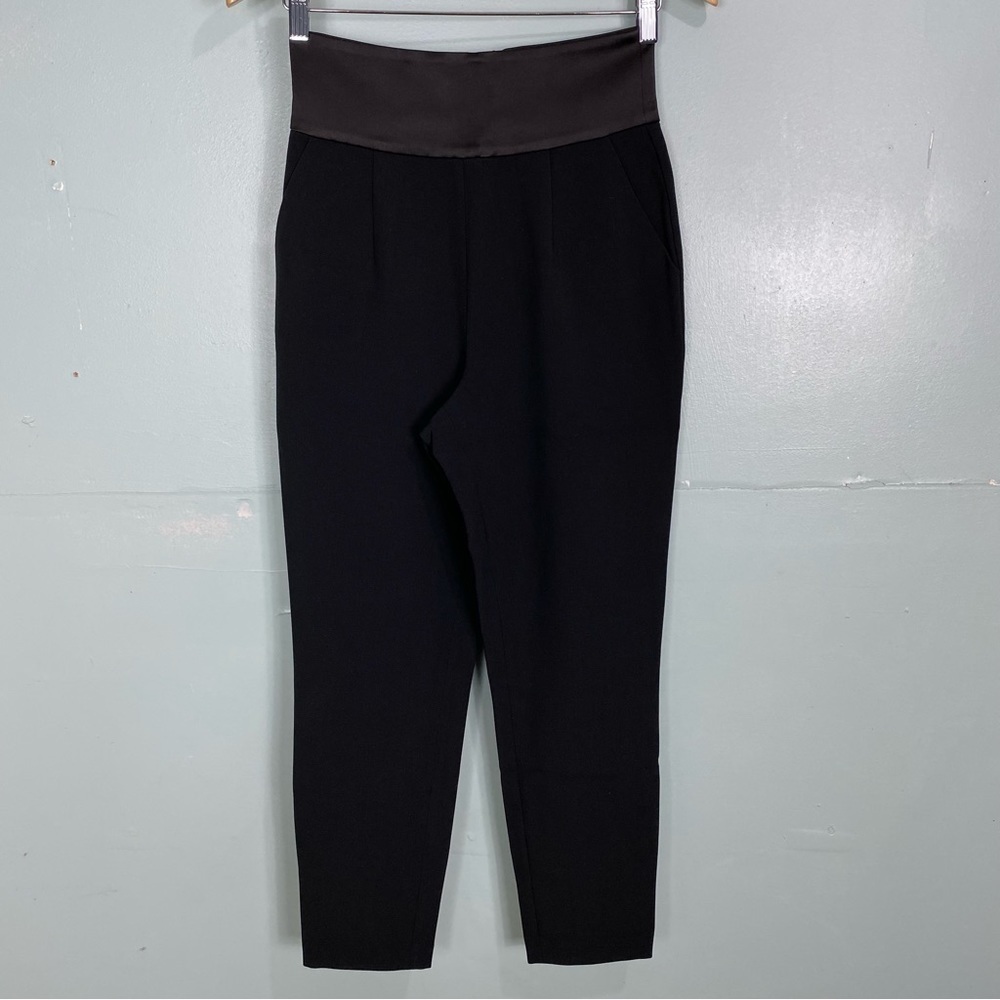 L’agence High Waisted Pant Black Satin Sz 2
